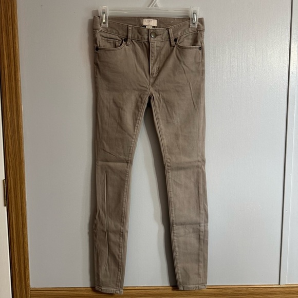 LOFT Outlet Oatmeal Skinny Pants Size 00 Petite - Picture 1 of 7